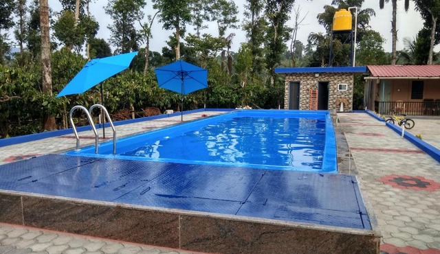 Giri Darshini Homestay - 3BH, Simple Rooms with Pool & Private Falls in Chikmagalūr
