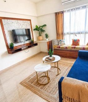 Kadadhe Apartment | Luxury Boho Stay, Sunset Balcony, Lodha Belmondo